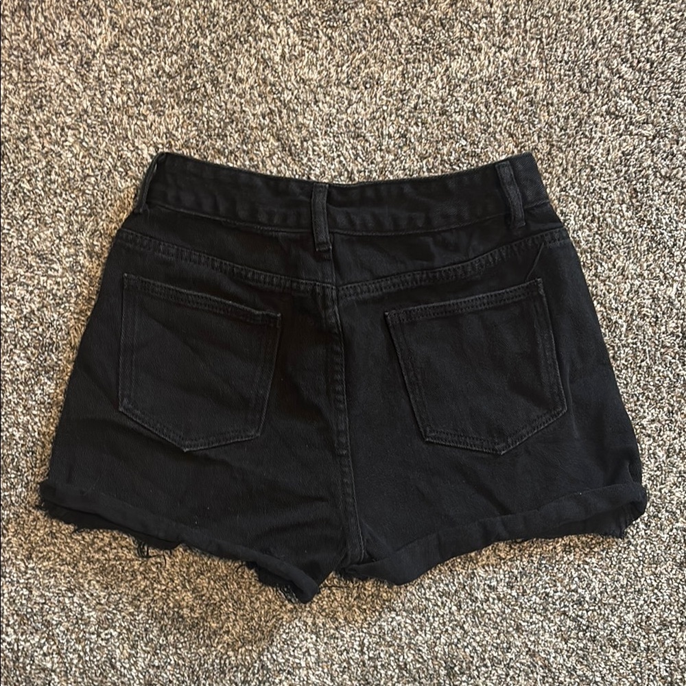Black Distressed Denim Shorts - Picture 2 of 2